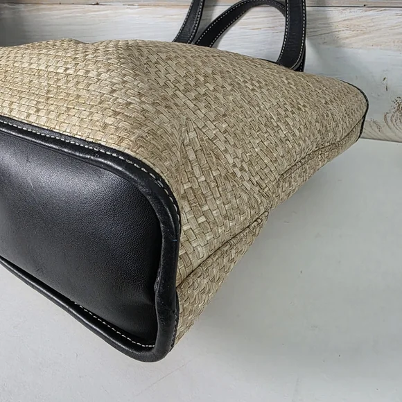 Coach Black and Tan Woven Tote Bag & Coach Scarf - Picture 7 of 15